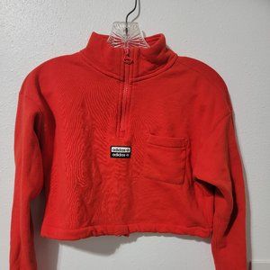 Adidas Cropped pullover half zip mock womens extra small in orange